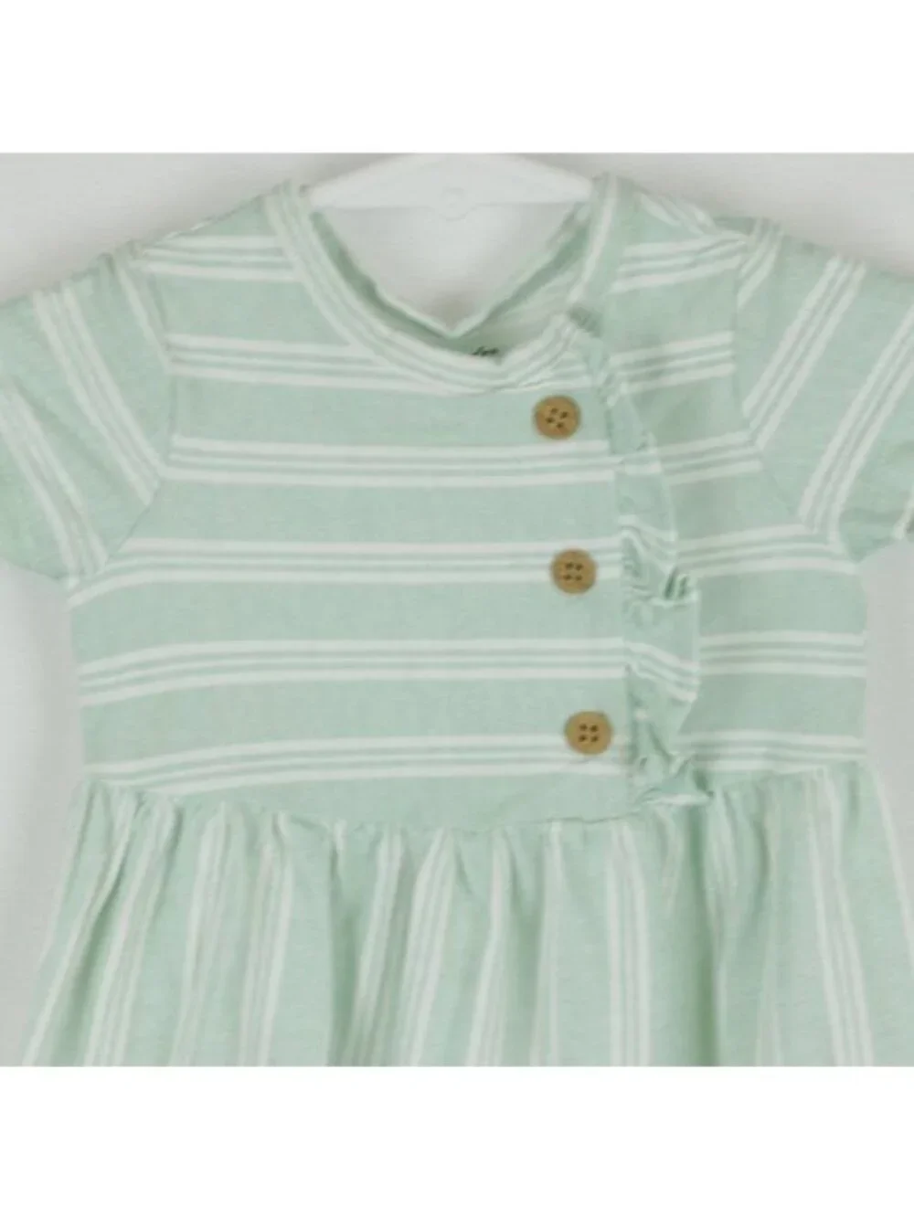 Carter's Infant Girls Size 6 Month Green Striped Knit Short Sleeve Knit Dress